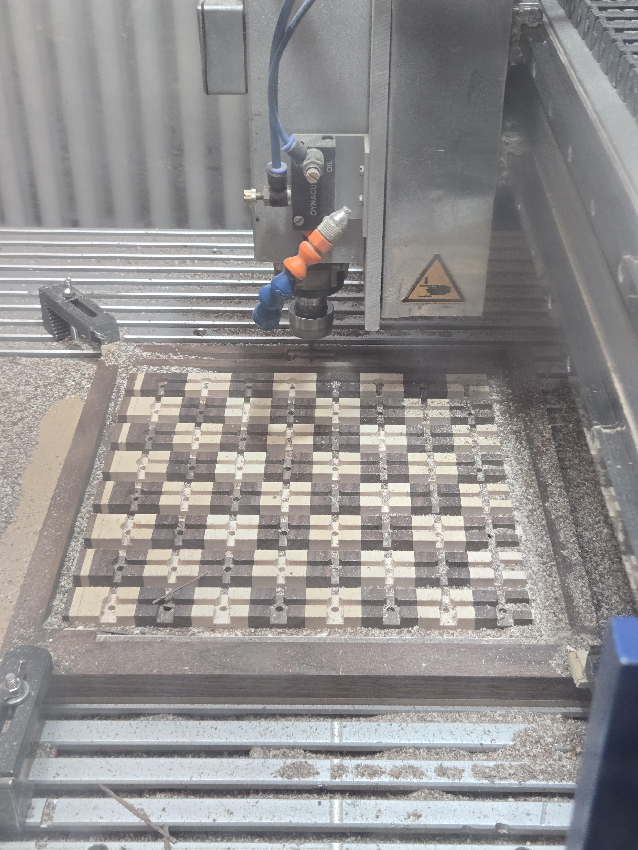 CNC machining the chessboard squares
