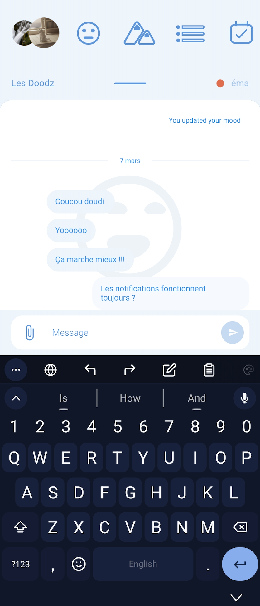 United chat and conversation screen