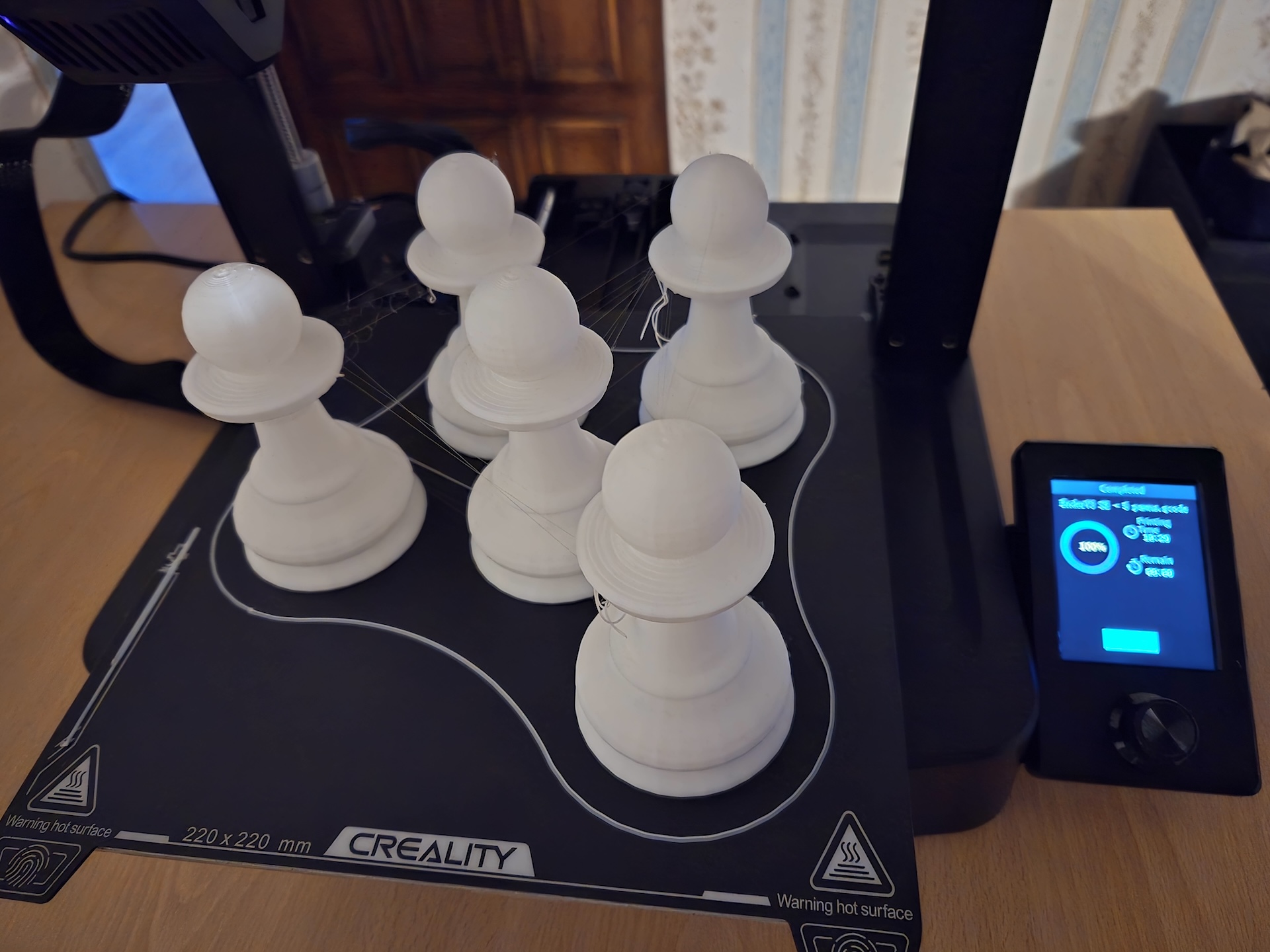 3D printed chess pawn pieces